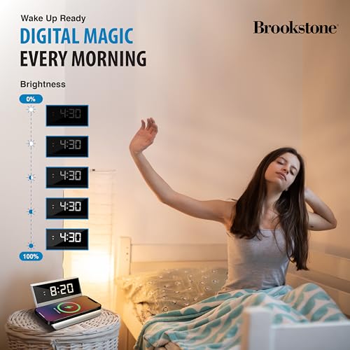 Brookstone 840286404907 Desk Led Alarm Clock 15W Wireless Charger thumb #4