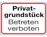 Schild Alu Privatgrundstück Betreten verboten 180 x 250 mm (Privatbesitz, Grundstückskennzeichnung)