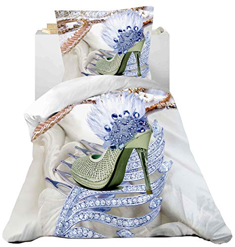 GEFFEN Set DE Housse DE Couette - Drap 3D - 105854 (140cm x 200cm - Beige)