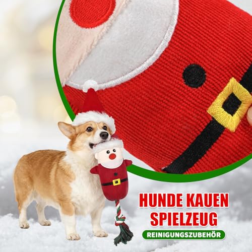PIujsym Hundespielzeug Weihnachten, Kauspielzeug Hunde, Robustes & Interaktives Spielzeug für kleine bis große Hunde, Quietschendes Spielzeug zur Zahnreinigung, Ideal Dog Toys Geschenk zu Weihnachten