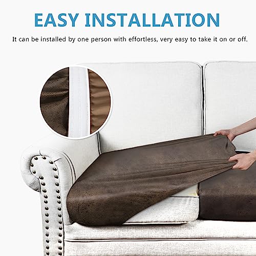 Anarachon Leather Look Couch Cushion Covers Sofa Seat Slipcovers Sets Couches Furniture Protector For Sectional Armchair Loveseat Pets Kids Stretch Spandex Fabric thumb #5