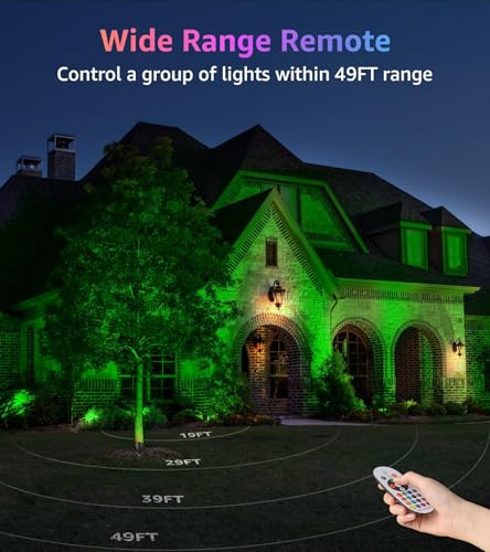 SUNVIE RGBW Halloween Outdoor Spotlight 12W LED Landscape Spotlights 120V Color Changing Spotlight Outdoor Remote Control Waterproof LED Spot Lights Landscape Lights for Yard Patio Garden Lawn, 1 Pack