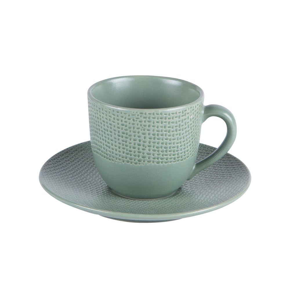 Table Passion - Tasse à café et sa soucoupe Vésuvio sauge 12 cl (lot de 6)