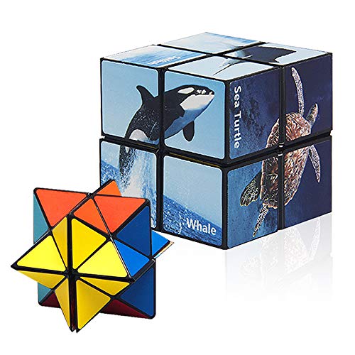 Infinity Cube Magic Star Cube Puzzle for Kids 2 in 1, Magic Cube for Adults and Kids, Fidget Toys for Adults Stress Anxiety Relief Magic Puzzle Cubes (Ocean Series)