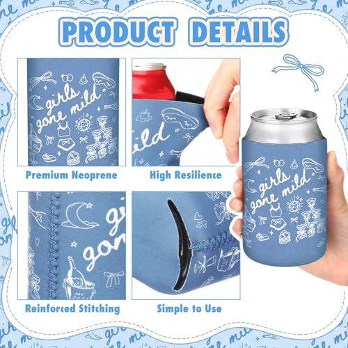Image of SiliFine 12 Pcs Bachelorette Party Can Sleeves Bulk Coquette Bachelorette Decoration Cowgirl Can Sleeves for Bridal Shower Gifts (4 x 2.4 Inches,Girls Gone Mild)