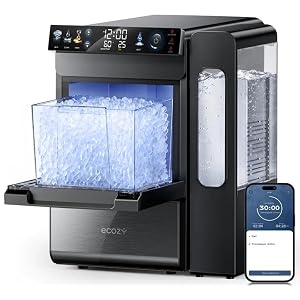 ecozy Smart Nugget Ice Maker Countertop with 1.14 Gal Side Tank 40 lbs/Day