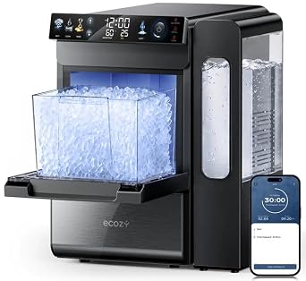 ecozy Smart Nugget Ice Maker Countertop with 1.14 Gal Side Tank 40 lbs/Day