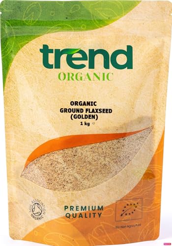 Trend Organic Ground Flaxseed (Golden) 1kg-Milled Linseed Seeds High in Protein Rich in Fibre and Omega-3s Certified Organic Vegan GMO-Free No Additives No Preservatives Raw