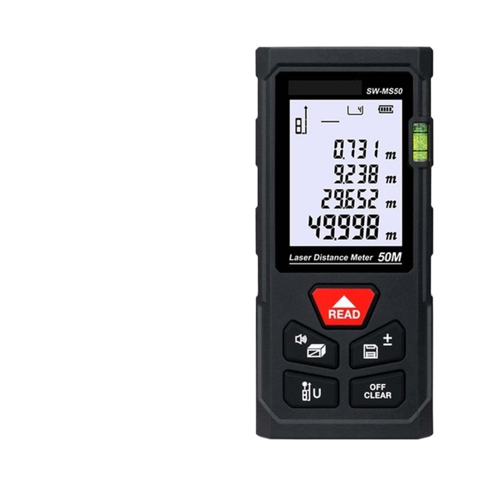 1 medidor de Distancia de 50 m, Cinta métrica Digital de precisión con medición de Distancia, área, Volumen y autocalibración.