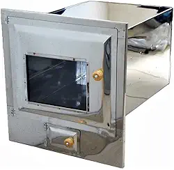 Forno Fogão a Lenha Inox Frente Vidro Com Cinzeiro 50x35x30