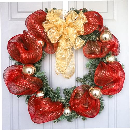 Rollos de malla navideña con cinta de malla decorativa metálica 10 yardas 6