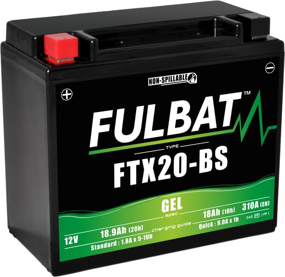 Batterie FTX20-BS 12V 18Ah liquide gel sans entretien dimensions 175x87x155
