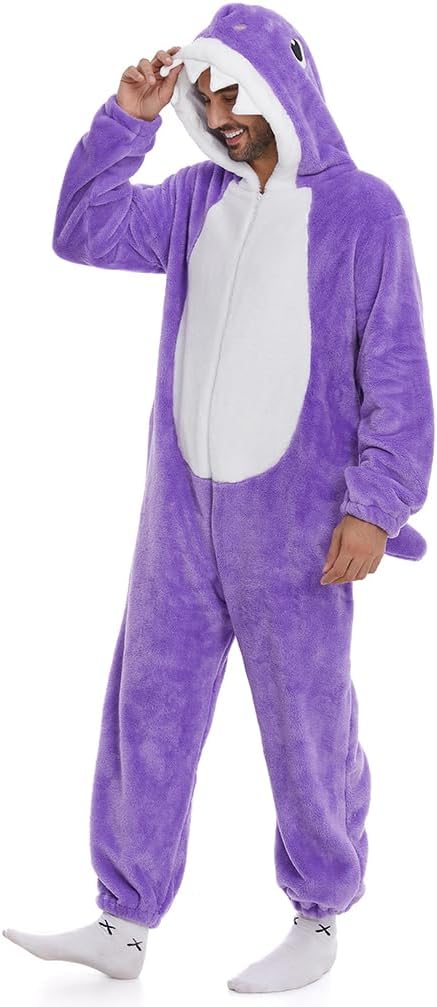HSCTEK Adult Luxury Double-sided Flannel Shark Onesies with Hoodie(One set for single one) - Image 2