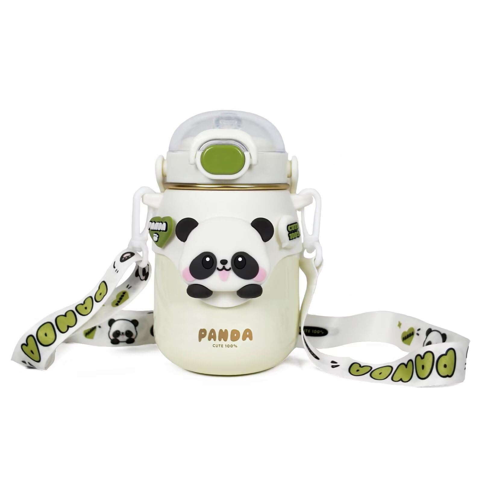 Gourde en inox isotherme 700ml étanche Landofgenie bouteille réutilisable blanc panda