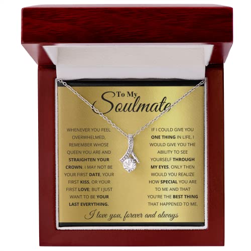 Birthday Gifts for Wife from Husband | Soulmate Necklace with Heartfelt Message Card & Box | Anniversary, Birthday, Christmas or Valentine’s Day Gift for Girlfriend, Fiancée