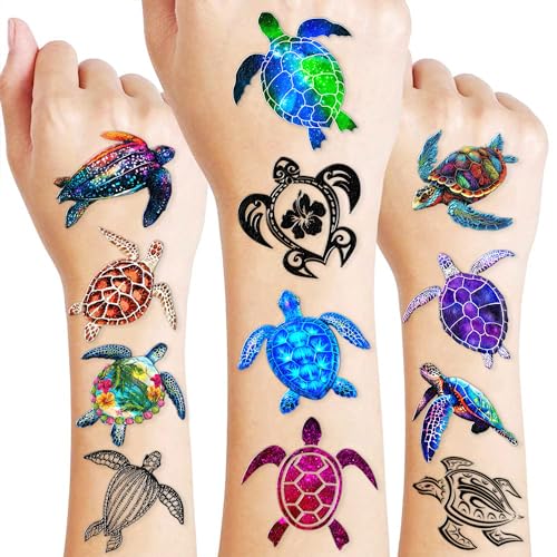 Generic Sea Turtle Temporary Tattoos - Under The Sea Themed Stickers for Kids Birthday Party Supplies, Decorations, Favors, and Prizes - Gifts for Boys and Girls (100 PCS), Blue