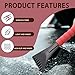 Lonuxi Car Windshield Ice Scraper, Scratch-Free Auto Ice Scraper with Foam Handle, Window Snow Frost Removal Tools, Scrape Frost and Ice, Universal for Truck, SUV, Vehicles (Red)