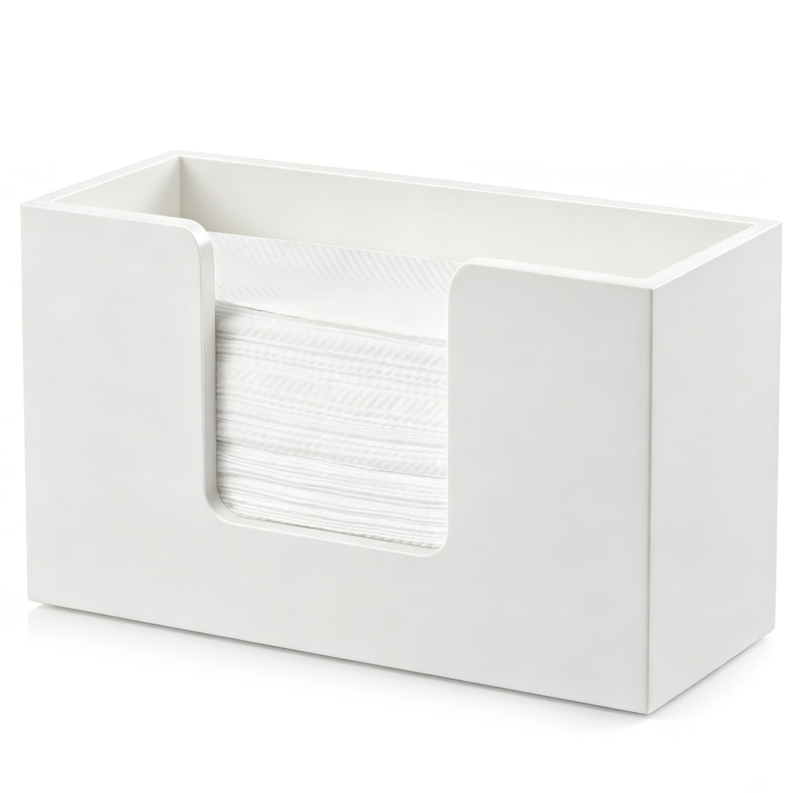 Paper Towel Dispenser Countertop, 28x11x16.7 cm Wooden Napkin Dispenser Paper Towel Holder Hand Towel Dispenser Napkin Holders for Tables Kitchen Bathroom Toilet Tabletop (White)
