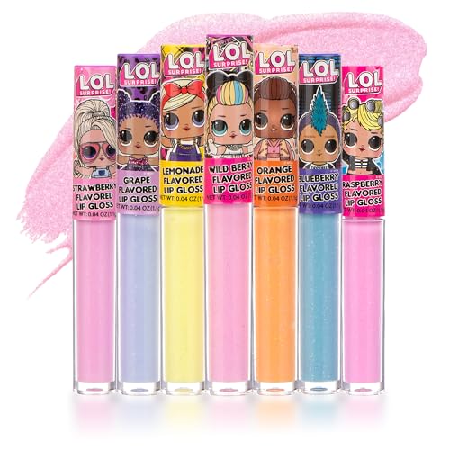 L.O.L Surprise 7-Pack Lip Gloss for Girls, Lol Lip Gloss