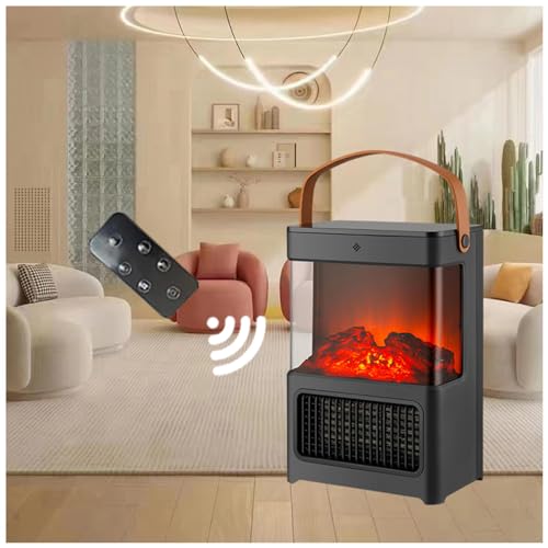 MELLYD Estufa Gas Imitacion LeñA Tres Segundos De Calentamiento RáPido, Tres Niveles De Ajuste, Chimeneas A Gas, con Control Remoto Estufas De LeñA Interior