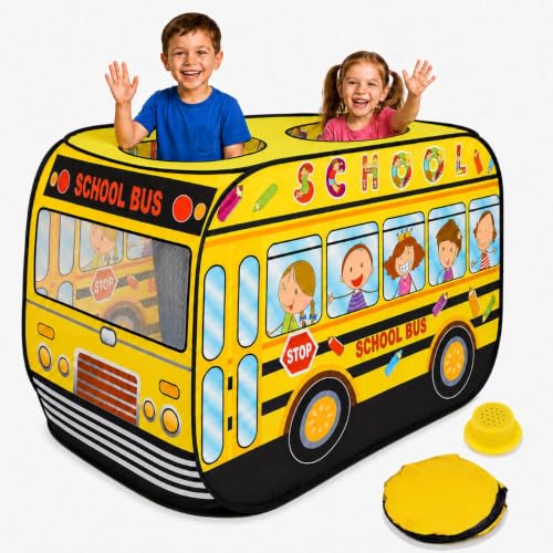Playbees Musical School Bus Pop Up Play Tent with 3 Openings...