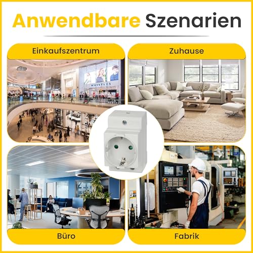 Offgridtec Schuko Steckdose für Hutschiene 16A 230V 2P+E - Einbausteckdose für Verteilereinbau, Schaltschrank Zählerschrank Schutzkontaktsteckdose für 35mm DIN Trägerschienenmontage (Grau)