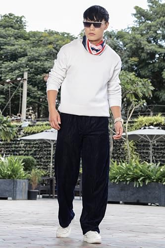 Image of SWADESI STUFF Men's Corduroy Trousers | Mid-Rise Relaxed Fit | Cotton Blend Joggers with Flexi Waistband