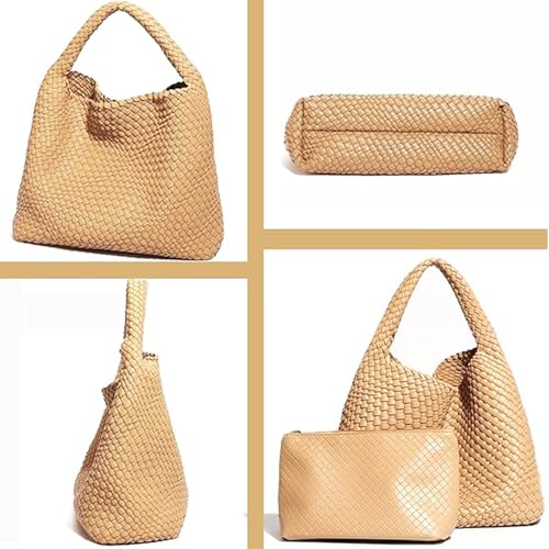 Image of Geelyda Woven Tote Bag for Women with Purse, Fashion Shoulder Hobo Underarm Bags, Large Woven Handmade Work Commuter Day Bags