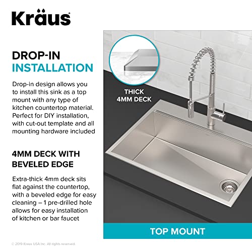 Kraus Kwt310-30 Kore Workstation 30-Inch Drop-In 16 Gauge Single Bowl Stainless Steel Kitchen Sink With Integrated Ledge And Accessories (Pack Of 5) #TOP2