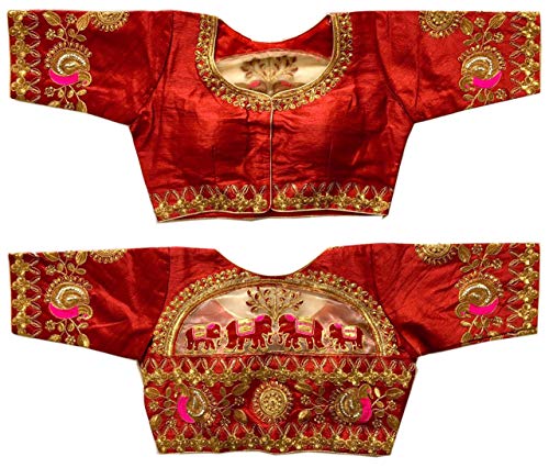 Image of Pujia Mills women's embroidery handwork design bridal blouse