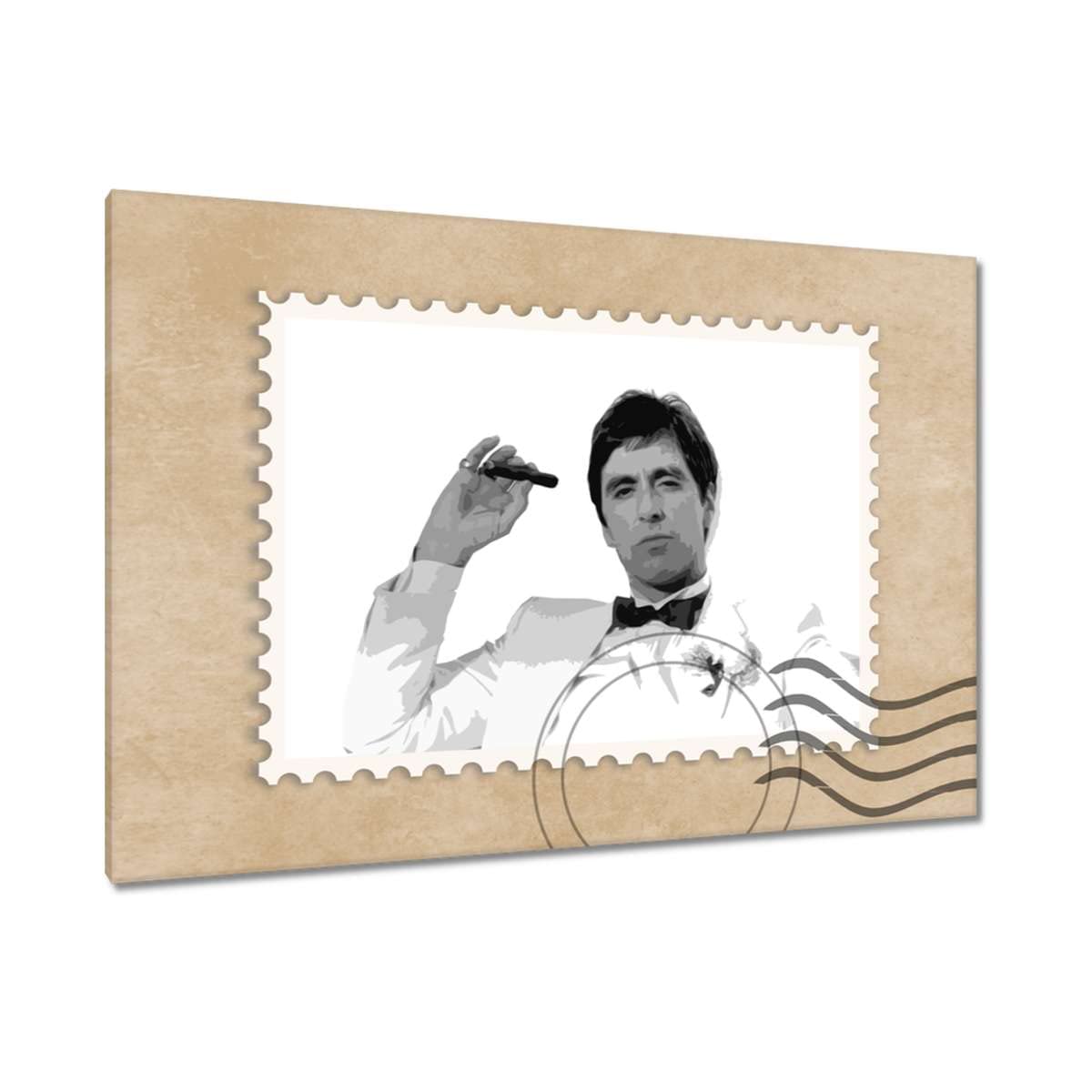 Generico QUADRO CON AL PACINO SCARFACE CORNICE IN LEGNO PANNA E FOGLIA ORO : : C