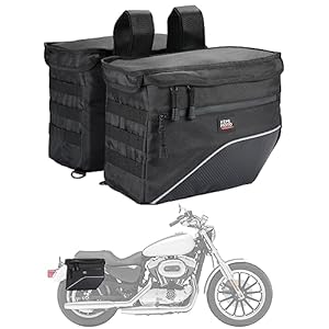 Kemimoto [Upgrade Motorcycle Saddle Bags Middle-Sized Motorcycle Throw Over Saddlebags Orange Liner Scooter Panniers 26L Universal Compatible With Softail Sportster Cruiser Motorbike Dirt Bike 5 51sscw+w0vl. sl500 . ss300
