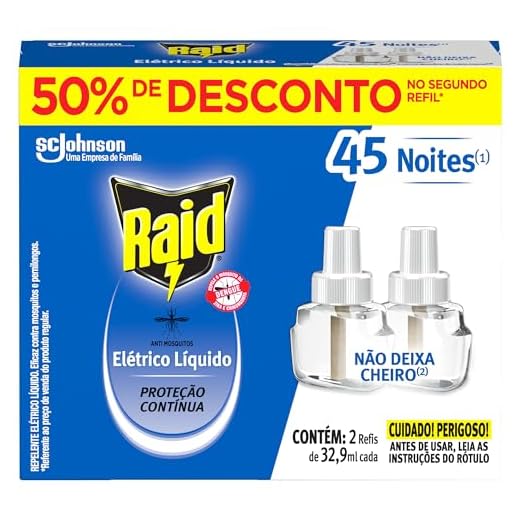 Inseticida Elétrico Líquido Refil Regular 2 Unidades, 32.9 ml Cada, Raid, 2 unidades, pacote de 2