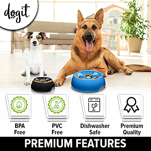 Dogit Go: Fressnapf für Hunde, langsames Fressen, geeignet für Nass- oder Trockenfutter, Medium, blau