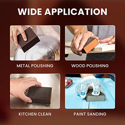 YOUNGTEC 12 Pack Sanding Sponge, Coarse & Fine Sanding Sponges in 60/80/120/180/220 Grit Assortment Washable and Reusable