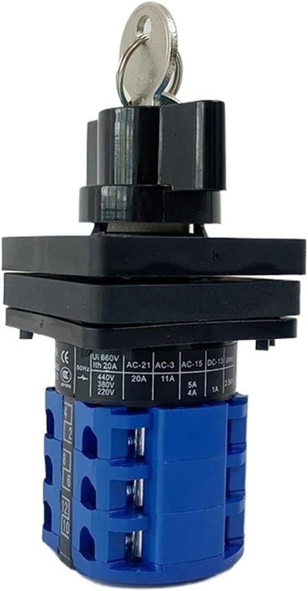Yaming 3 Positions Key Rotary Cam Switch 3 Phases Changeover Selector Manufacturer LW26 LW28 LW39B YMW26-20/3S