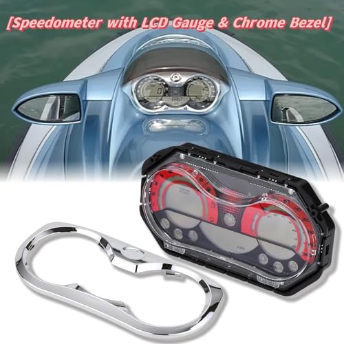 Image of 278002270 278002144 LCD Digital Jet Ski Speedometer Red Fit for 2006-2011 Sea Doo GTX RXP RXT Wake Digital Gauge Cluster Kit with Chrome Bezel