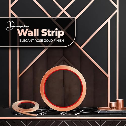 Image of Gold Moulding Patti for Wall - 5M Self Adhesive Metal Strip | T Profile Wall Moulding Trim for Ceiling, Furniture, Cabinet, Tile Border | 12MM SS 201 Mirror Finish (Gold, 12MM)