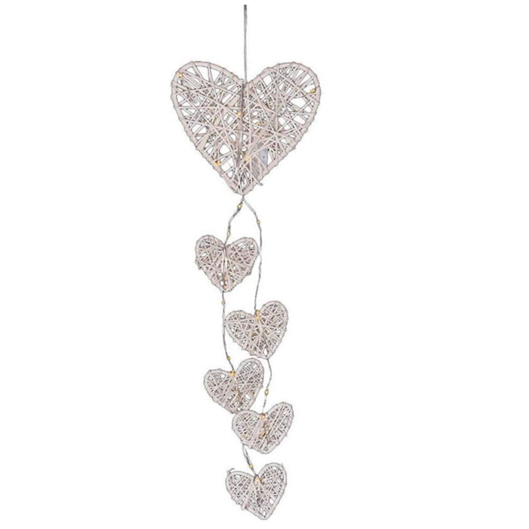 Wicker Heart Led String Light Wall Hanging Wicker Hearts Led String Lights Operated Rattan Decal,LED Rattan Hearts Wall Decals Wall Hanging for Wedding Party Ornaments Craft Gifts (No Battery)