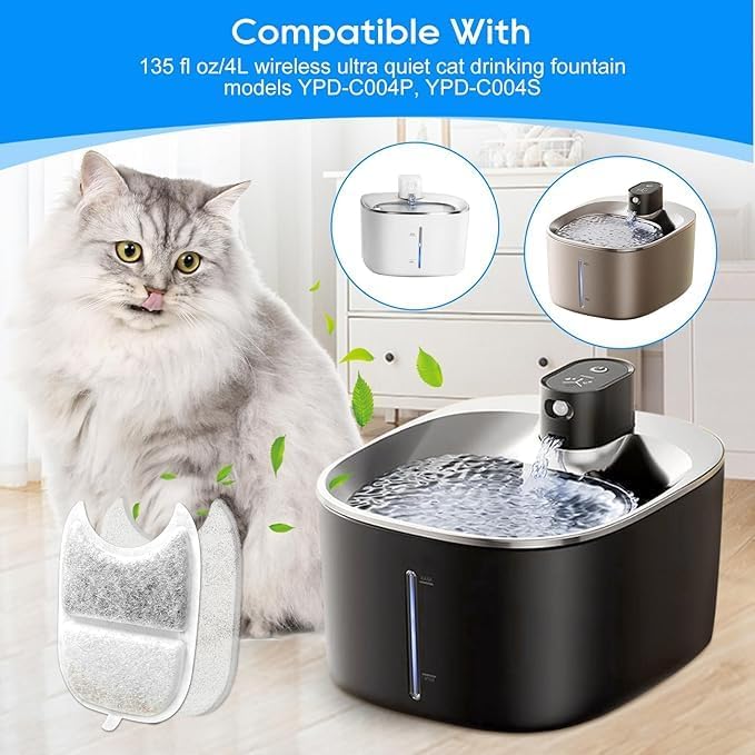 12 Filtros y Esponjas de Repuesto para Fuente de Agua para Gatos 4L miniatura 2