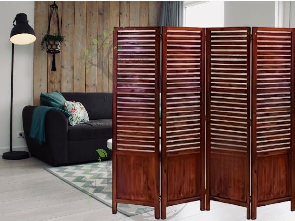 Image of Wooden Room Partition /Screen /Room Divider /Room Separator for Livng Room Bedroom Home Office Restarurant Hallway 1 Panel 30Inches Wide (4 Panel - 20 Inches Wide Each 6 Feet Height)