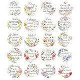 600Pcs Flower Bible Quote Label Jesus Faith Stickers 1.5 Inch-20 Styles Bible Verse Stickers Christian Religious Inspirational Scripture Quotes Decals