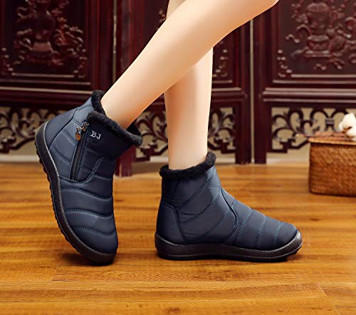 Image of Winter Snow Boots for Women Men, Lightweight Water-Resistant Boots | faux fur lining, rubber sole, warm winter wear, dog walking, errands, light snow, indoor outdoor