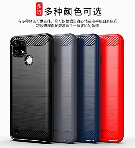 Miniatura 3 de FZZSZS Funda para Oppo Realme C21 + 2 unidades Protector de pantalla de vidrio templado, carcasa de fibra de carbono negro, funda de silicona suave