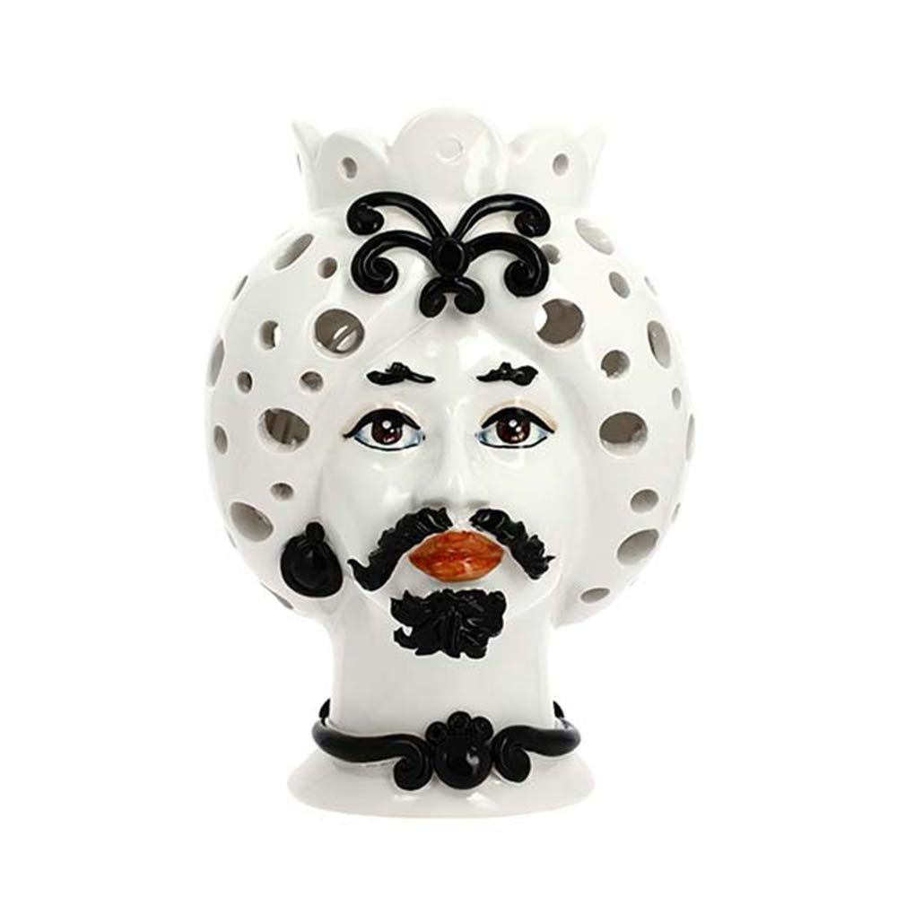 Lampe en céramique nickelée Ceramisti Siciliani - Hauteur 28 cm