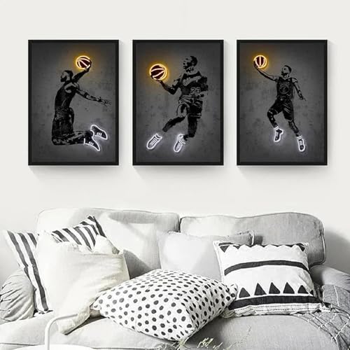 Peinture basket graffiti neon art pour transformer un mur vide de salon ou chambre