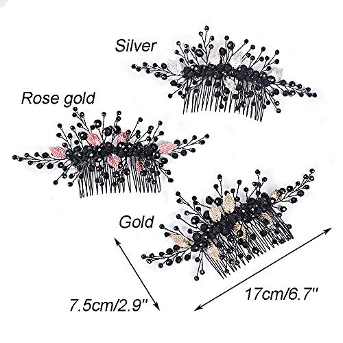 Peine para cabello vintage con hojas plateadas para boda miniatura 4