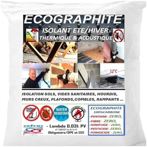 Isolation Plancher et Sols et tous vide d'air - 20 m2 en 10 cm ep...