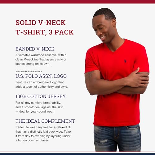 Image of U.S. Polo Assn. Men's Solid V‑Neck T-Shirt