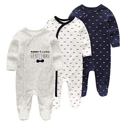 Newborn Baby Boy Girl Cotton Bodysuit Long Sleeve Jumpsuit 3-Pack Outfits Clothes Long Sleeve Baby Bodysuit White #TOP8
